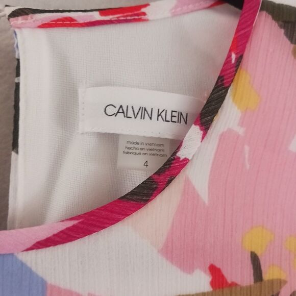 Calvin Klein sleevles Floral-Print Trapeze Dress size 4 - Picture 5 of 7